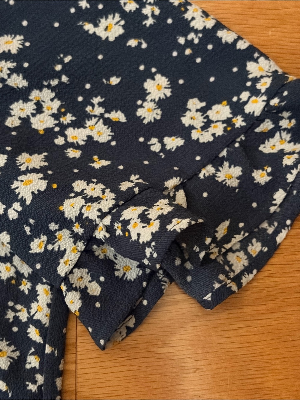 CeCe Navy Floral Button-Down Short Sleeve Blouse - Picture 5 of 8